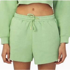 WeWoreWhat Pull On Shorts Sz L Green Drawstring Waist Fleece Lined Sweat…